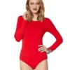 Long Sleeve Red Bodysuit