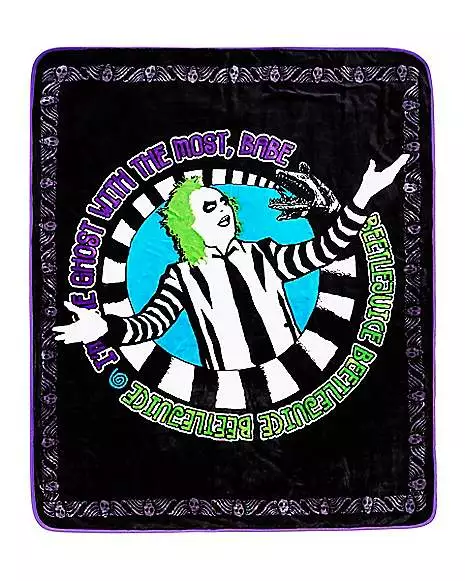 Reversible Beetlejuice Fleece Blanket