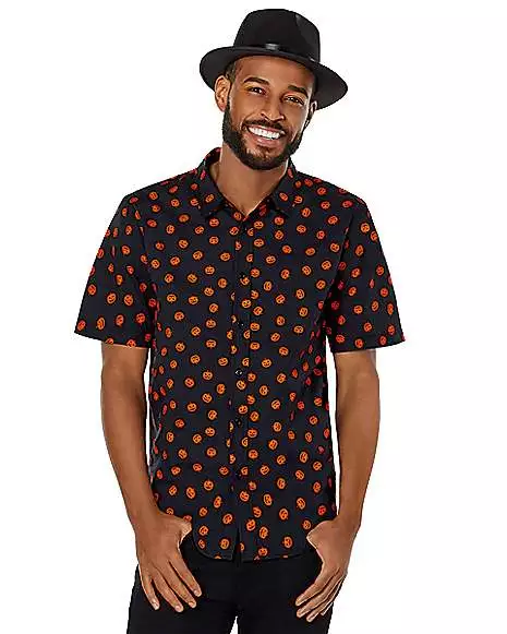 Pumpkin Print Button Down Shirt - Image 3