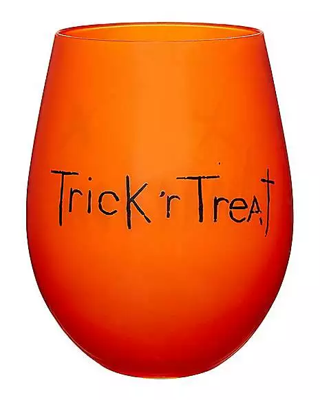Pumpkin Stemless Glass Trick 'r Treat - 22 Oz. - Image 2
