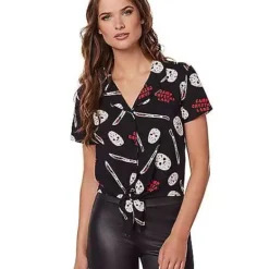 Jason Voorhees Tie Front Shirt - Friday The 13th