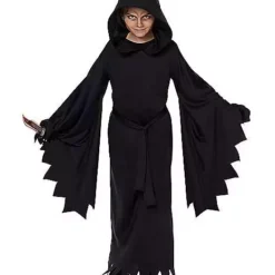 Kids Hooded Black Robe Costume