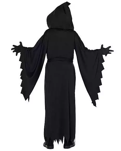 Kids Hooded Black Robe Costume - Image 2